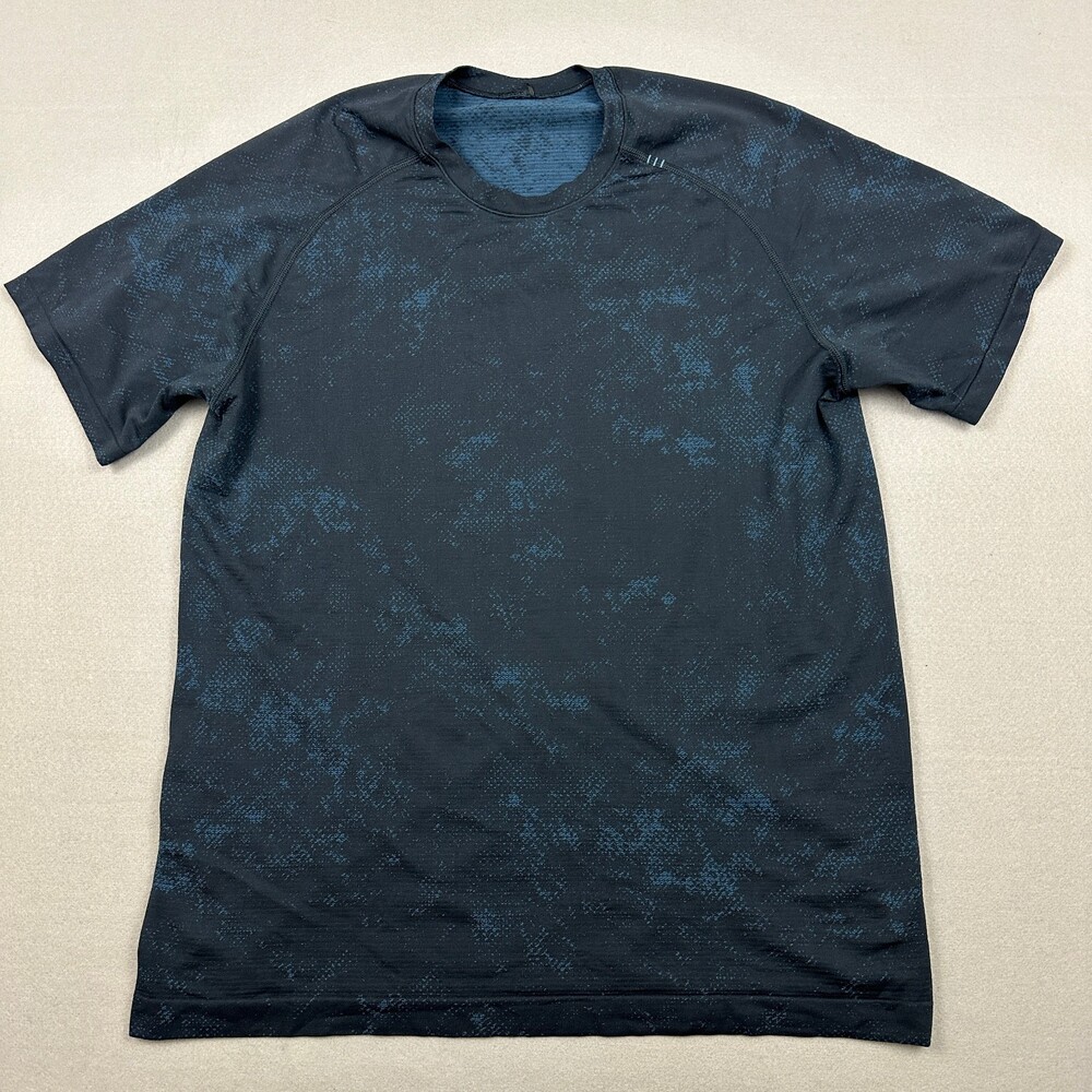 Lululemon Shirt Men Large Blue Metal Vent Tech Short Sleeve Pullover Running L